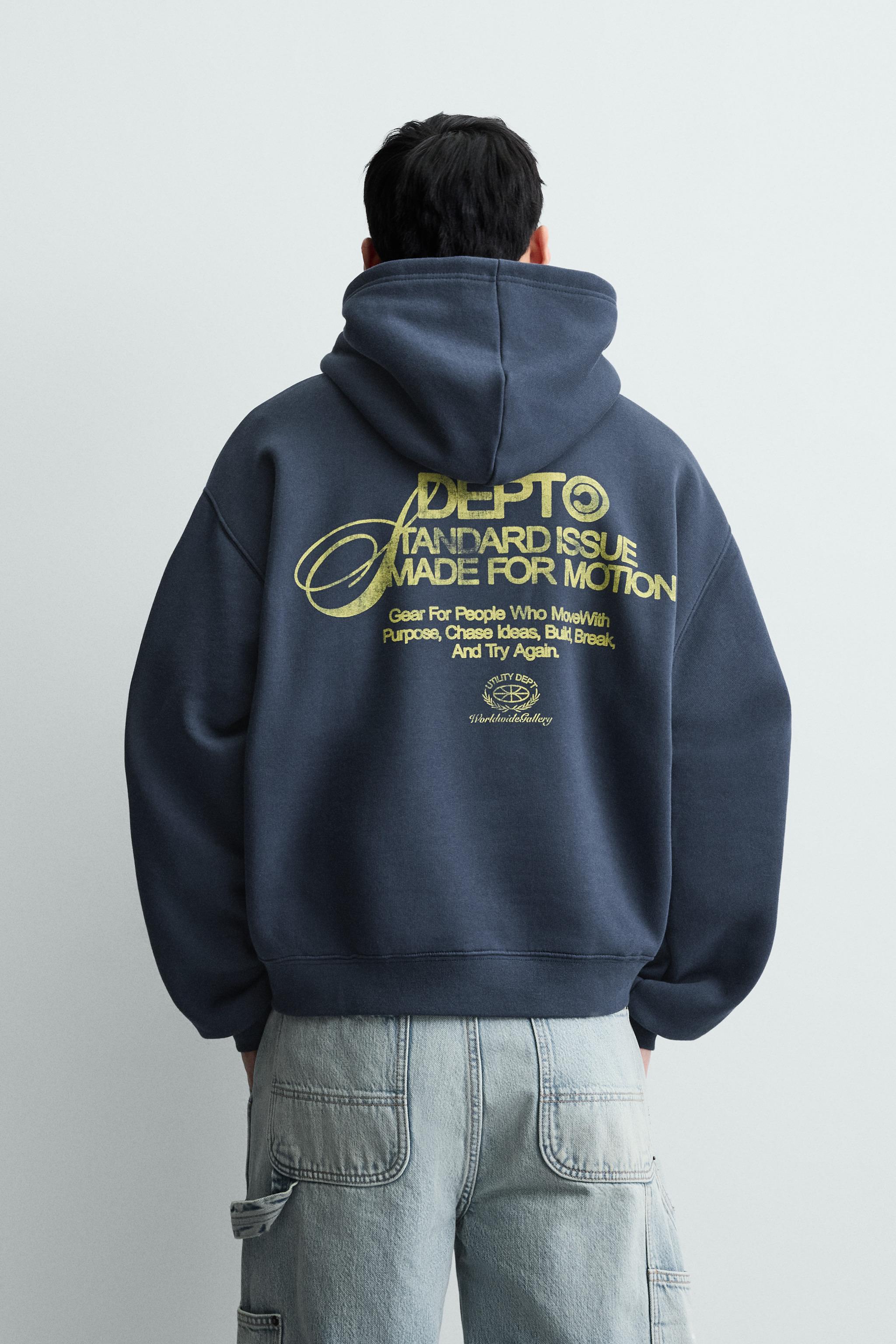 WASHED PRINTED TEXT SWEATSHIRT